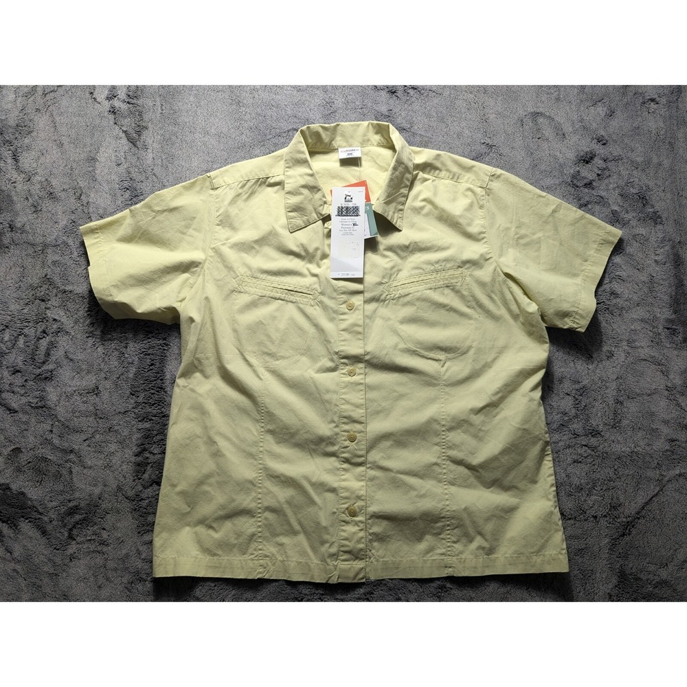 Sorel Short Sleeve Button Up Blouse Women's Size XL Yellow